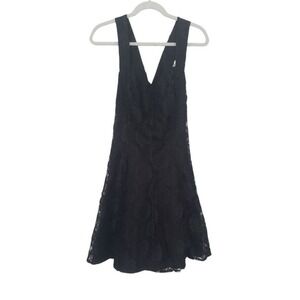 Rampage Vintage Lace Fit and Flare V-Neck Sleeveless Black Dress‎ Cocktail Sz 9
